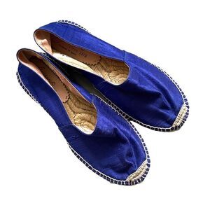 GAIMO Flat Espadrilles Slip-On Flat Sandals Shoes Royal Blue 40